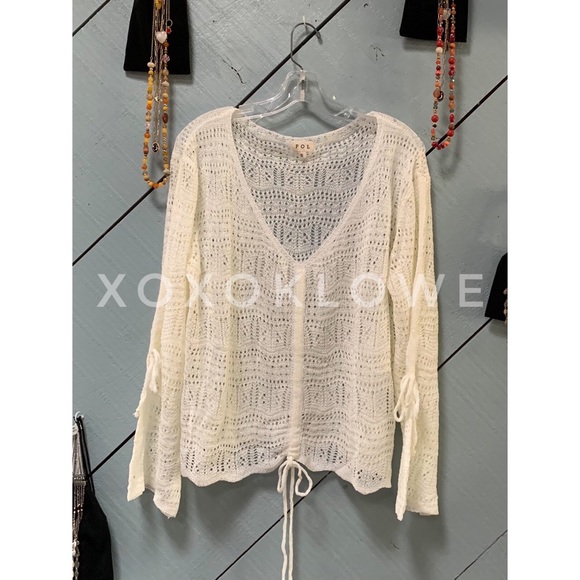 POL Ivory Pull String Top Lightweight Long Sleeve - Picture 14 of 14